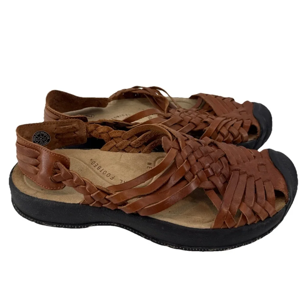 KEEN Fisherman Sandals Women 8 Brown Leather Woven Closed Toe Outdoor Comfort